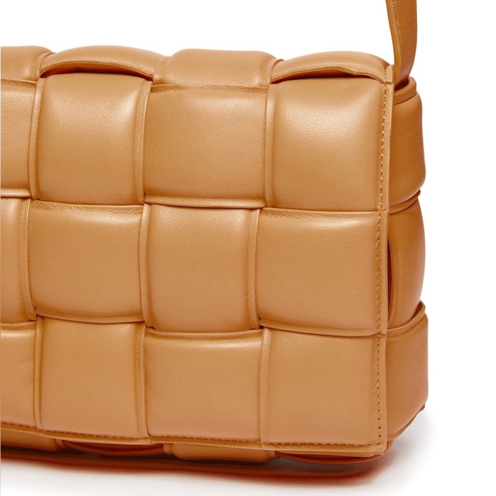 Bottega Veneta Camel Woven Leather Shoulder Bag NEVER WORN